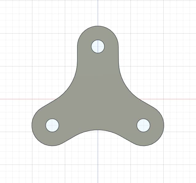 CAD model of a three-lobed stainless bracket before laser cutting