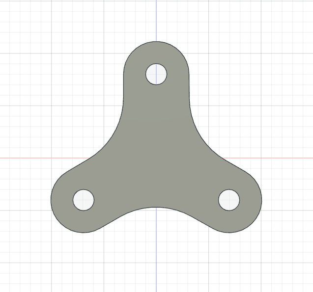 CAD drawing of a three-hole stainless bracket before laser cutting